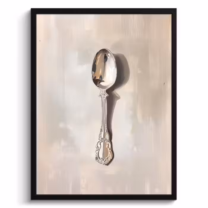Poster met lijst - Lepel - Verf - Zilver