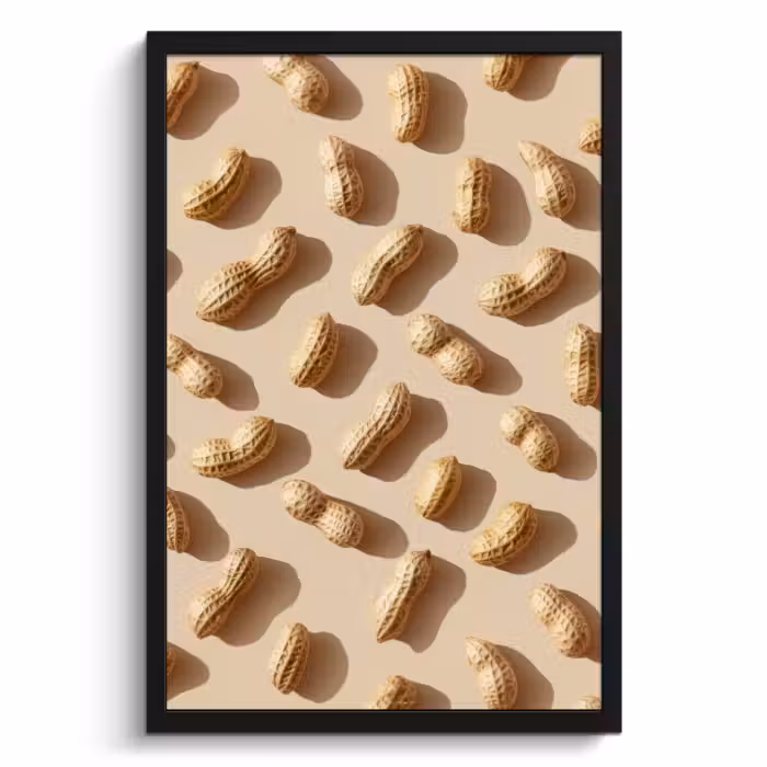 Poster met lijst - Pinda's - Patroon - Beige