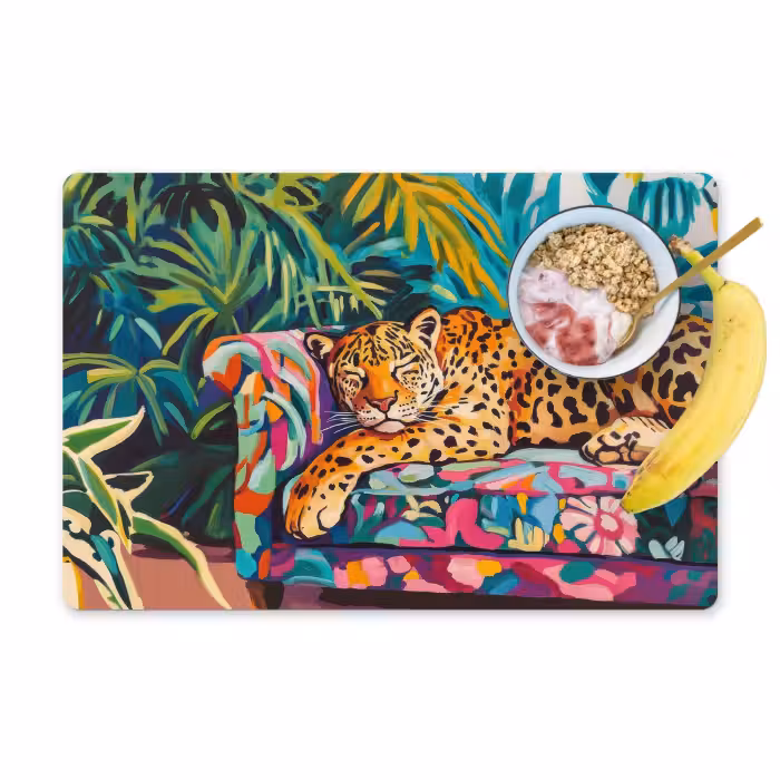 Placemat vinyl - Luipaard - Kleurrijk - Tropisch