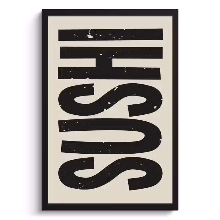 Poster met lijst - Zwart - Sushi - Japandi - Vintage