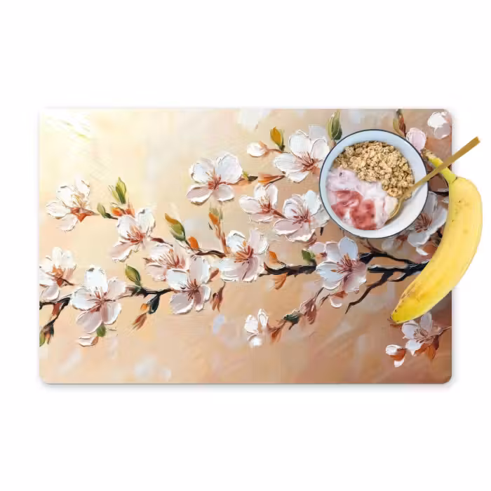 Placemat vinyl - Bloesemtakken - Schilderachtig - Roze