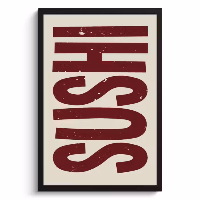 Poster met lijst - Sushi - Rood - Japandi - Decoratie