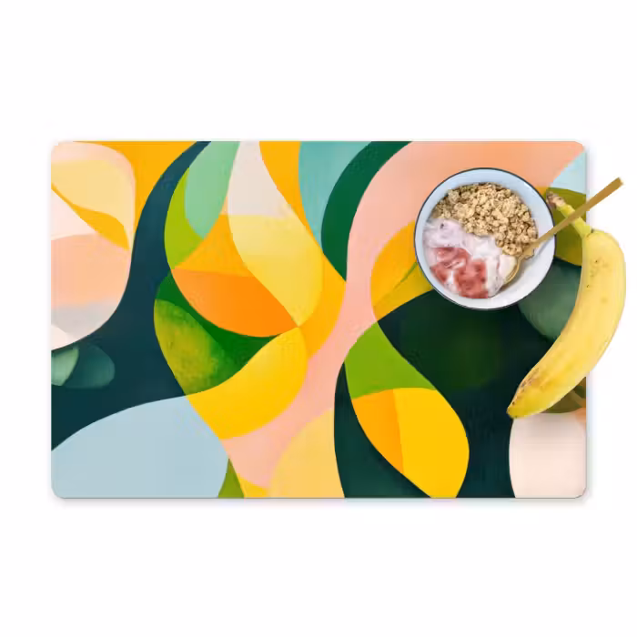 Placemat vinyl - Abstract - Geel - Roze - Groen
