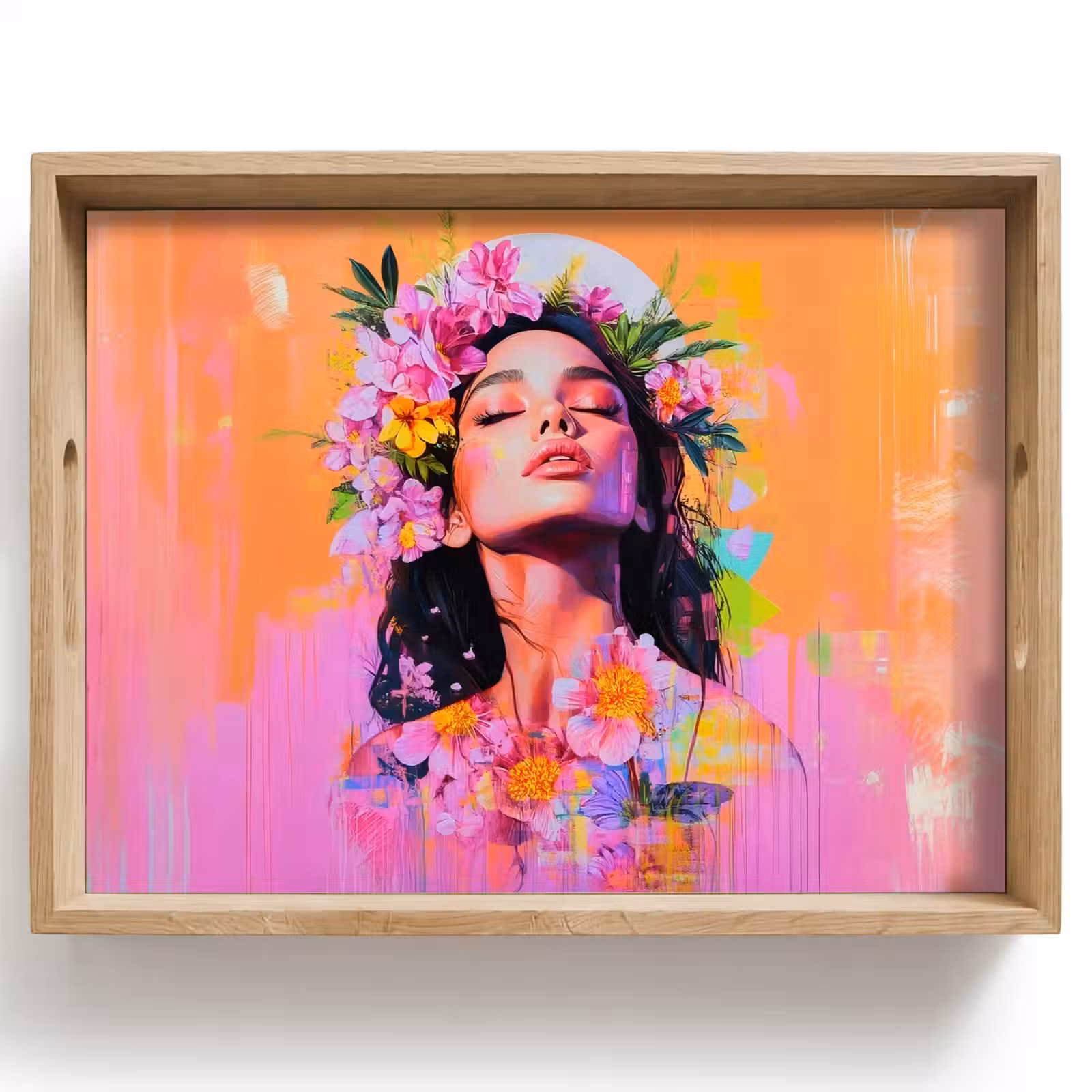Dienblad - Portret - Bloemenkroon - Vrouw — 1