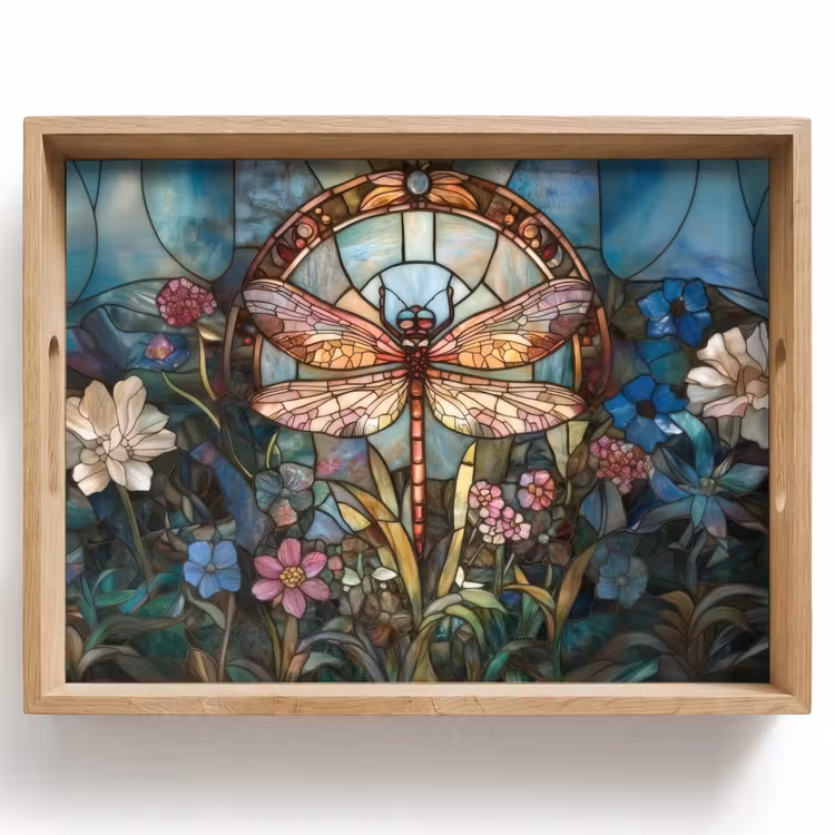 Dienblad - Libelle - Mozaïek - Bloemen - Kleurrijk — 1