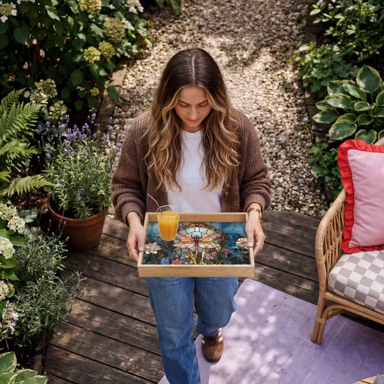 Dienblad - Libelle - Mozaïek - Bloemen - Kleurrijk — 6