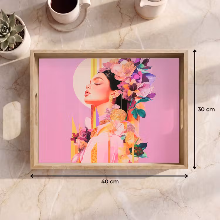 Dienblad - Vrouw - Bloemen - Paars - Abstract — 7