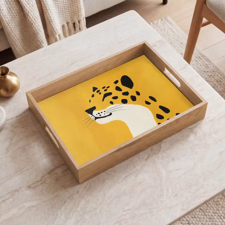 Dienblad - Cheetah - Illustratie - Geel — 2