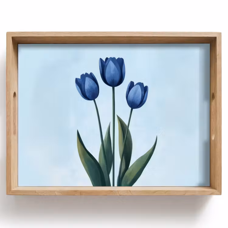 Dienblad - Tulpen - Blauw - Bladeren — 1