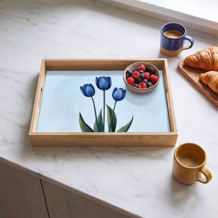 Dienblad - Tulpen - Blauw - Bladeren — 3