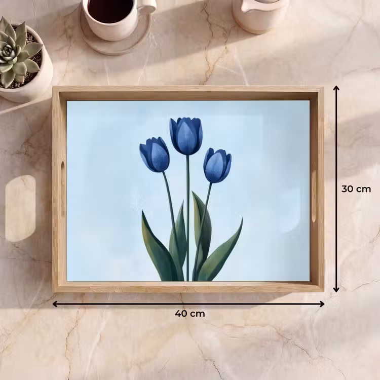 Dienblad - Tulpen - Blauw - Bladeren — 7