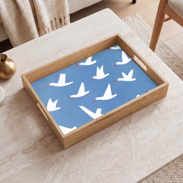 Dienblad - Vogels - Wit - Patroon — 2