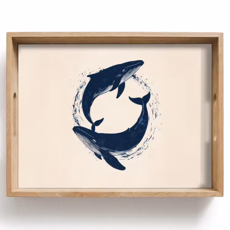 Dienblad - Walvissen - Spetters - Cirkel - Donkerblauw — 1