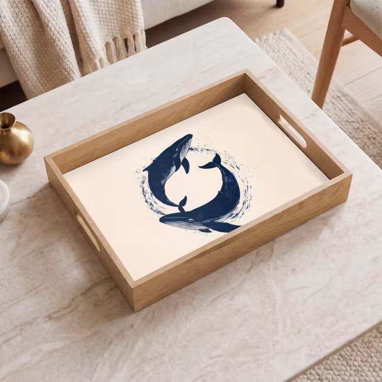 Dienblad - Walvissen - Spetters - Cirkel - Donkerblauw — 2