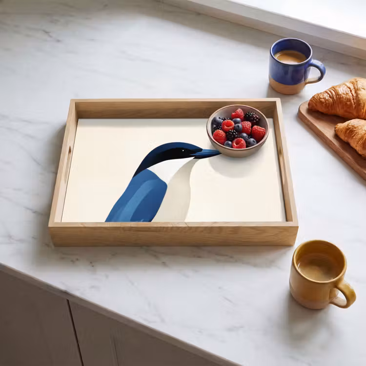 Dienblad - Illustratie - Blauw - Vogel — 3
