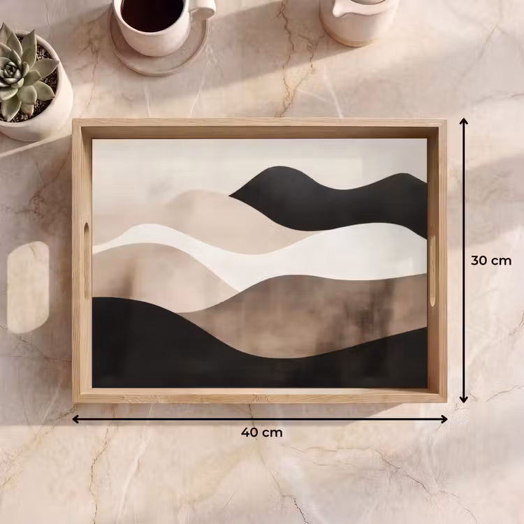 Dienblad - Abstract - Landschap - Golven - Crèmekleur — 7