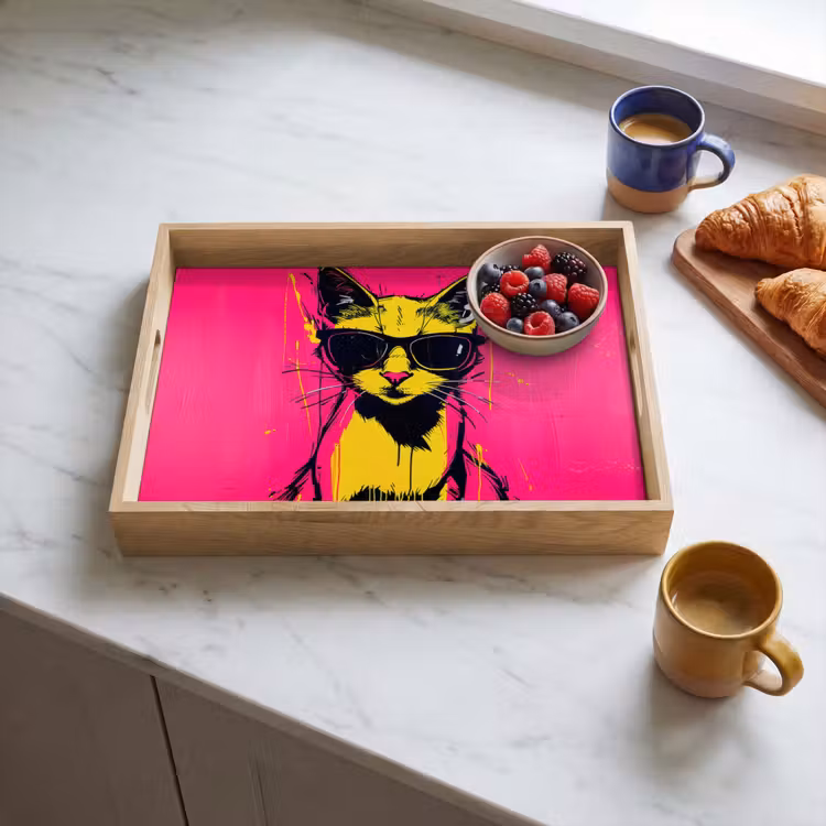 Dienblad - Kat - Art - Zonnebril - Roze — 3