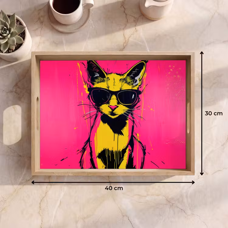 Dienblad - Kat - Art - Zonnebril - Roze — 7