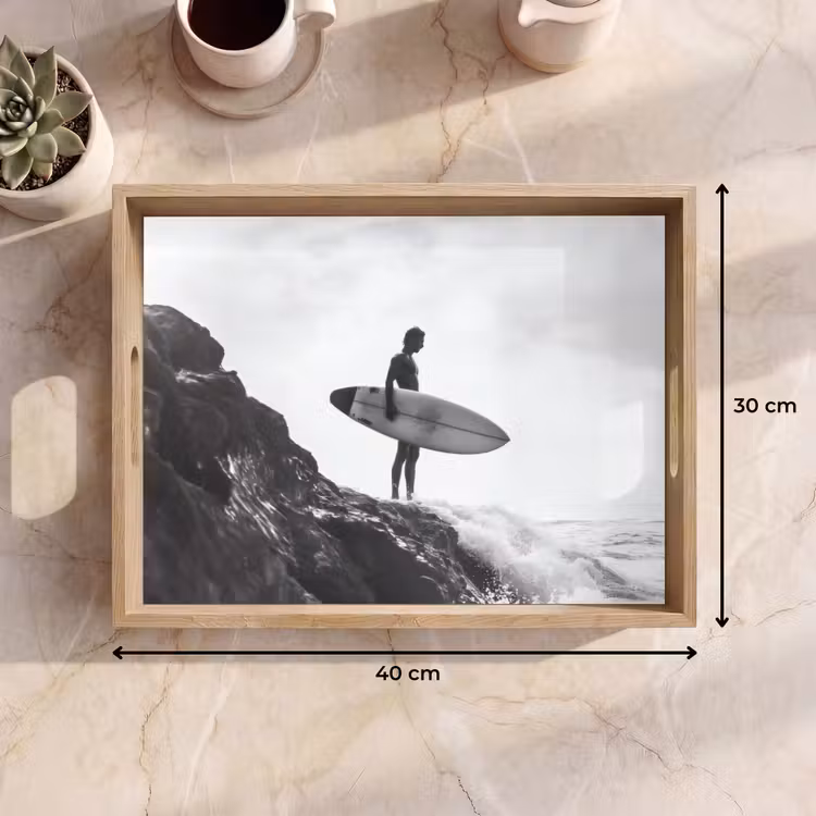 Dienblad - Surfer - Rots - Oceaan - Golven — 7