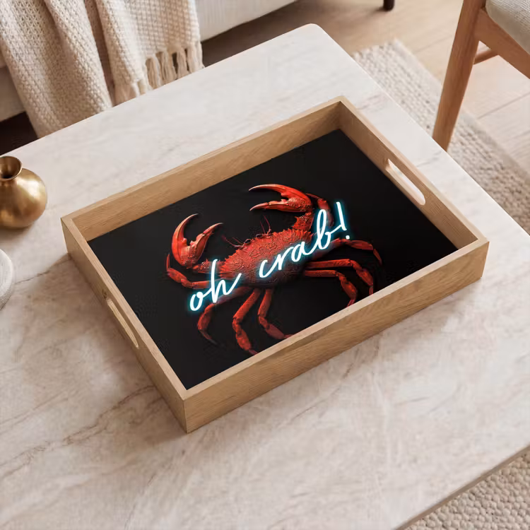 Dienblad - Krab - Rood - Neon - Quote — 2