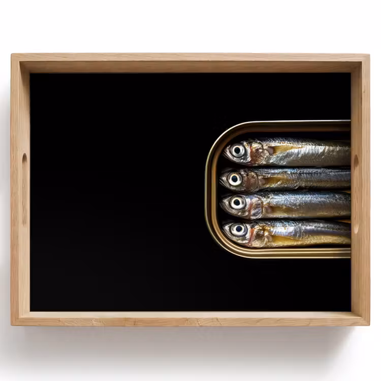 Dienblad - Sardines - Blik - Zwart - Vissen — 1