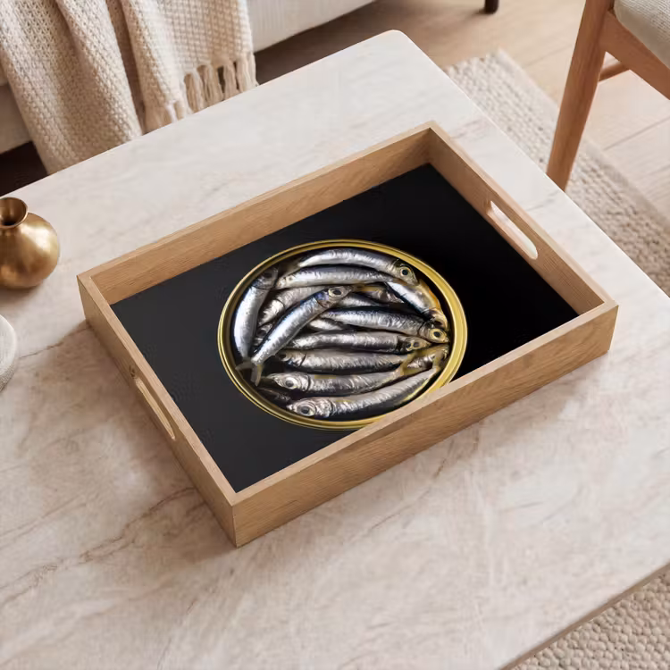 Dienblad - Sardines - Vissen - Rond - Zwart — 2