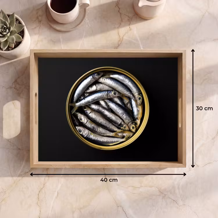 Dienblad - Sardines - Vissen - Rond - Zwart — 7
