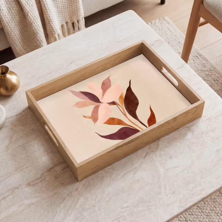 Dienblad - Bloemen - Blaadjes - Minimalistisch - Roze — 2