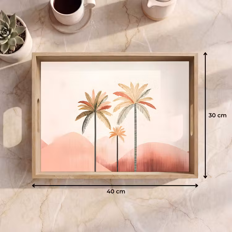 Dienblad - Palmbomen - Heuvels - Minimalistisch - Zachtroze — 7