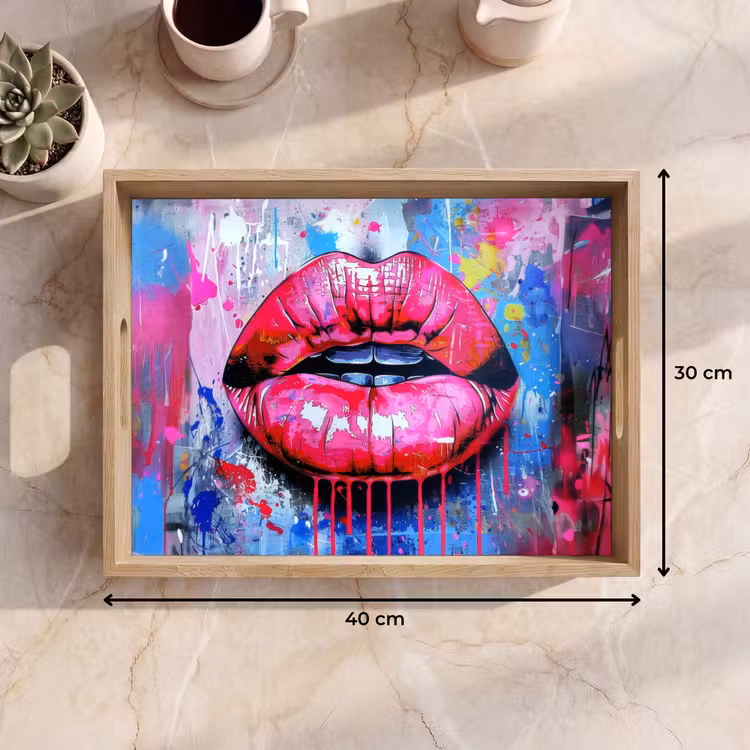 Dienblad - Graffiti - Lippen - Felroze - Geschilderd — 7