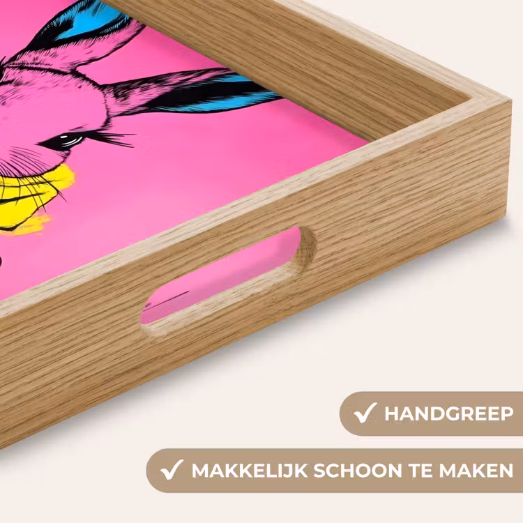 Dienblad - Konijn - Felroze - Sjaal - Abstract — 8