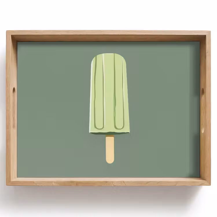Dienblad - Groen - Waterijsje - Stokje - Illustratie — 1