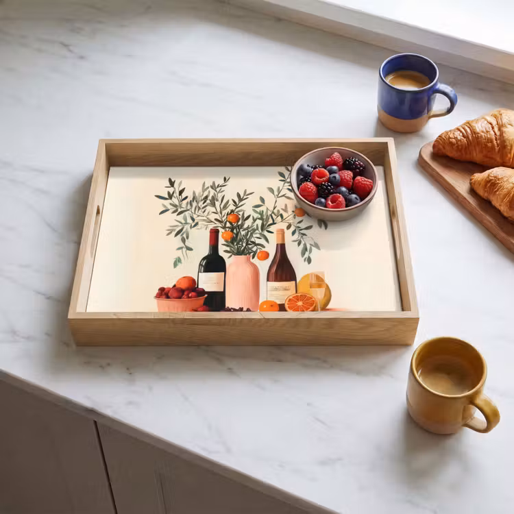 Dienblad - Wijnflessen - Takken - Sinaasappels — 3