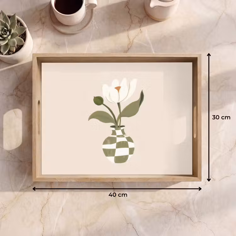 Dienblad - Vaas - Geruit - Bloem - Groen — 7