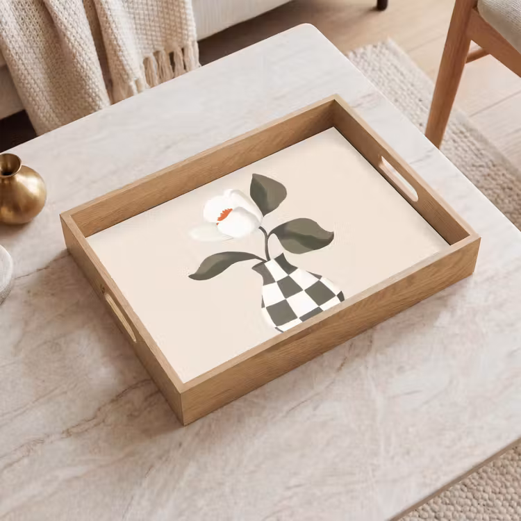 Dienblad - Vaas - Geruit - Groen - Bloem — 2