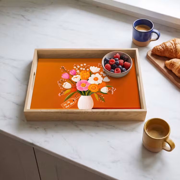 Dienblad - Vaas - Bloemen - Oranje — 3
