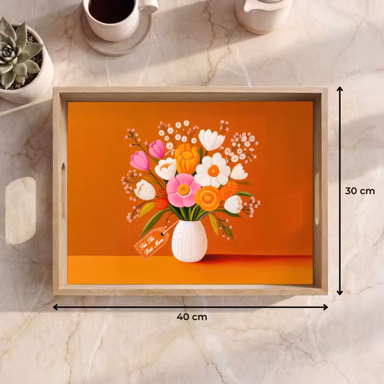 Dienblad - Vaas - Bloemen - Oranje — 7