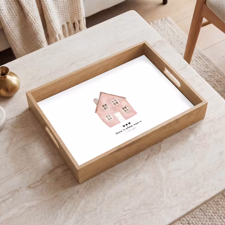 Dienblad - Huisje - Roze - Quote - Moeder — 2