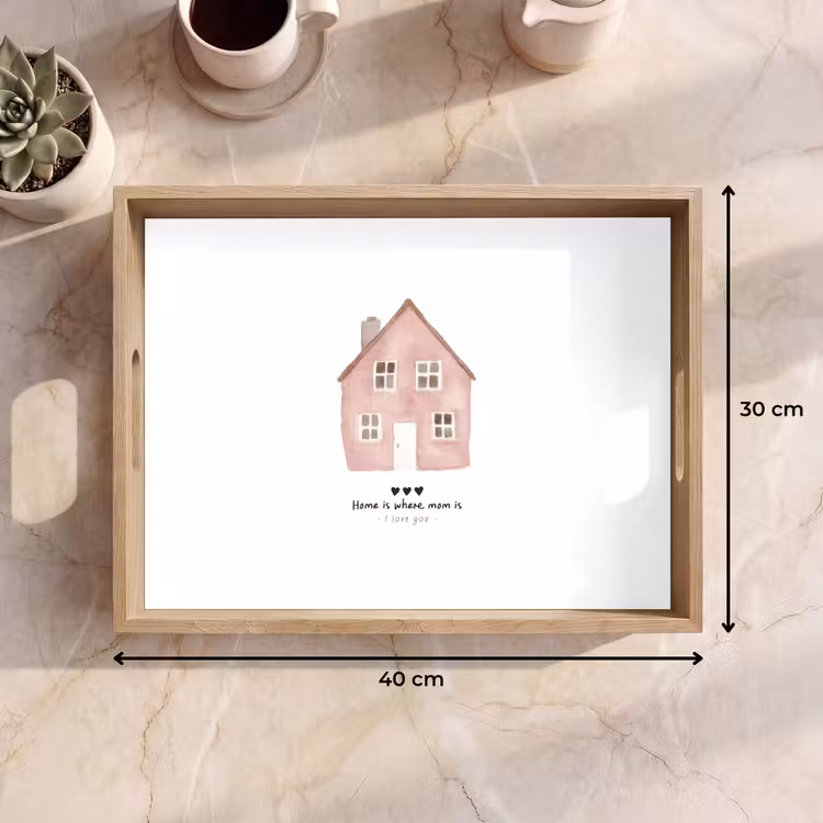 Dienblad - Huisje - Roze - Quote - Moeder — 7