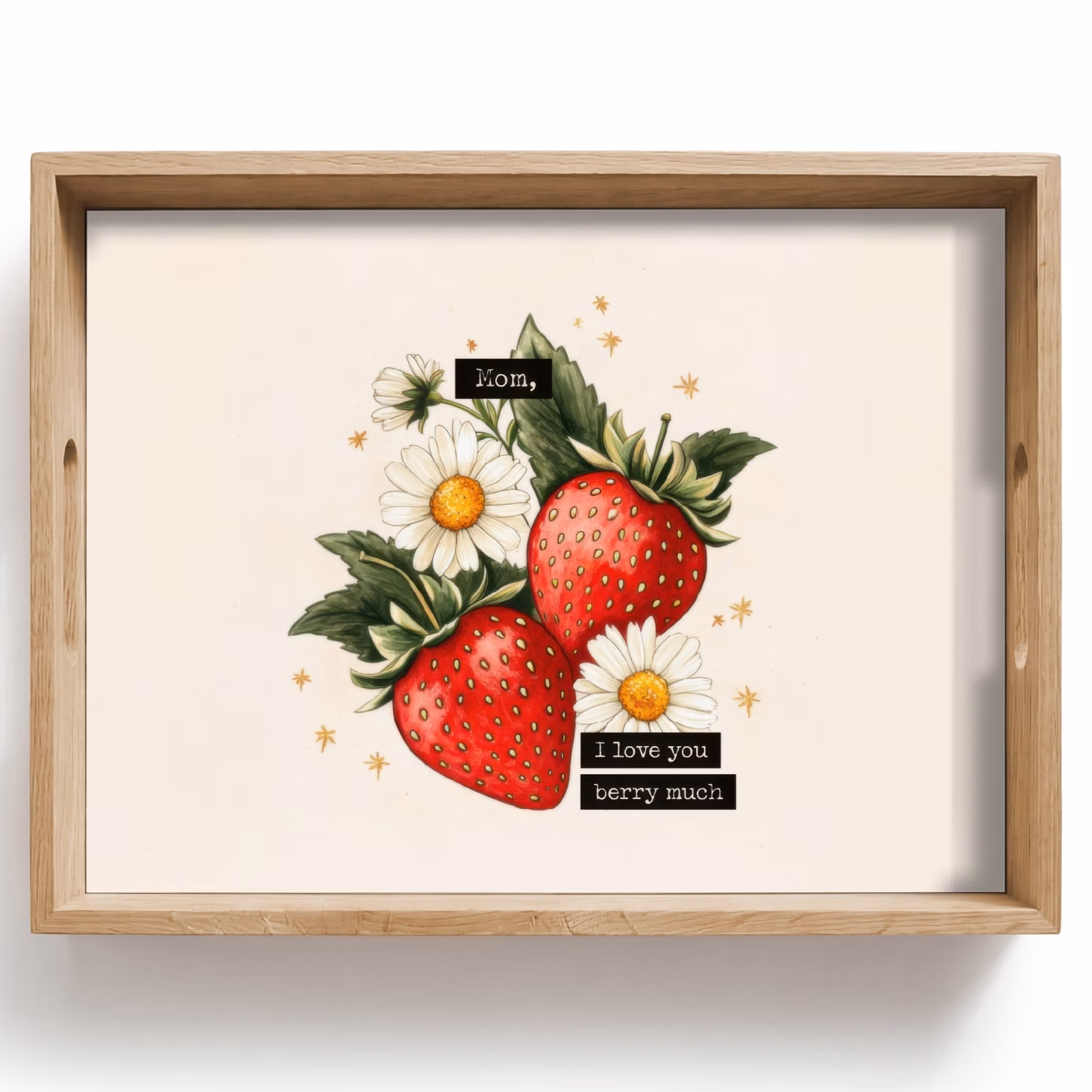 Dienblad - Aardbeien - Madeliefjes - Quote - Sterretjes — 1