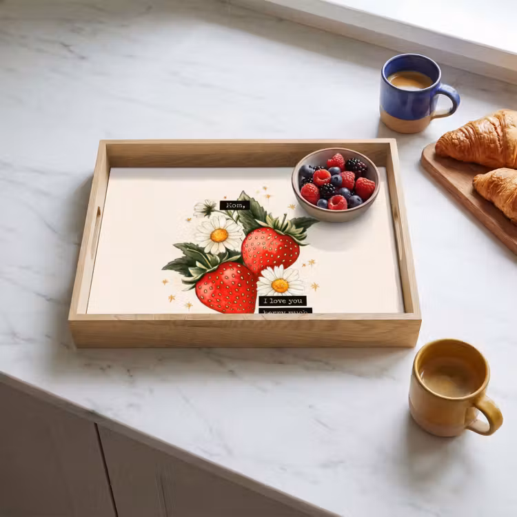 Dienblad - Aardbeien - Madeliefjes - Quote - Sterretjes — 3