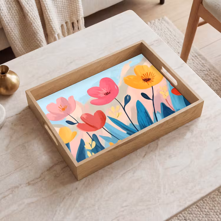 Dienblad - Illustratie - Bloemen - Kleurrijk — 2