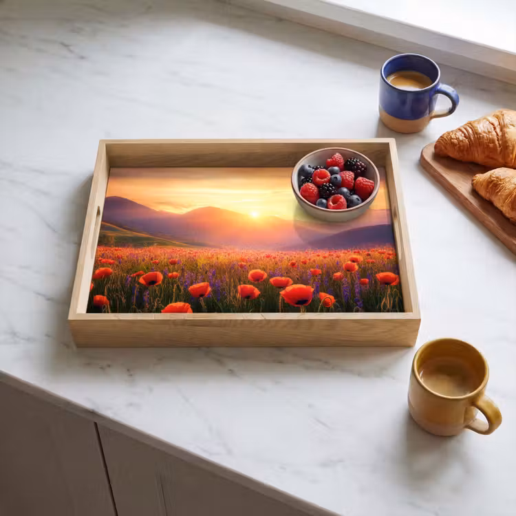 Dienblad - Landschap - Zonsondergang - Bloemenveld — 3