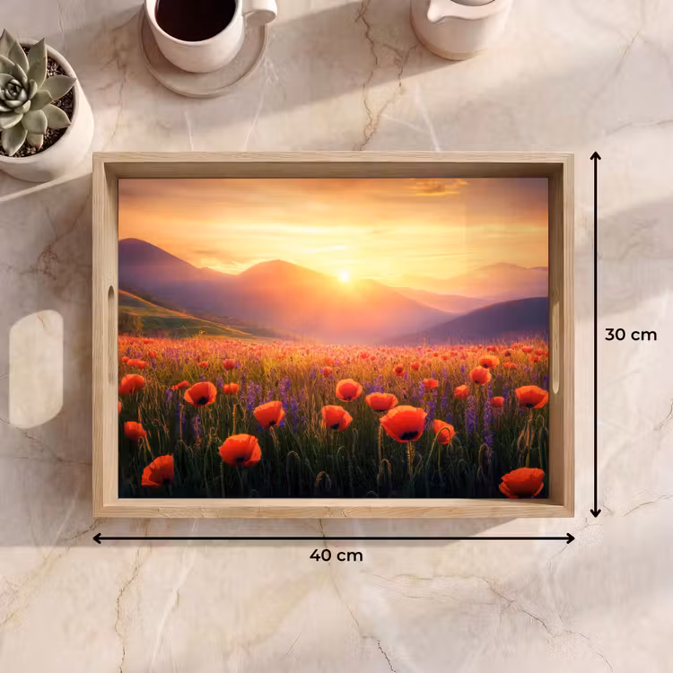 Dienblad - Landschap - Zonsondergang - Bloemenveld — 7