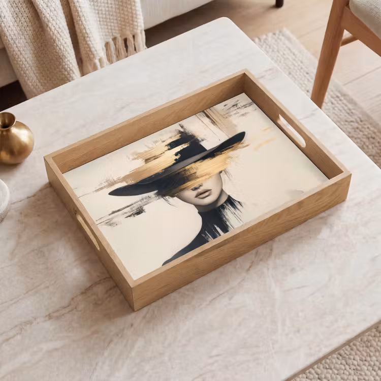 Dienblad - Vrouw - Hoed - Verf — 2