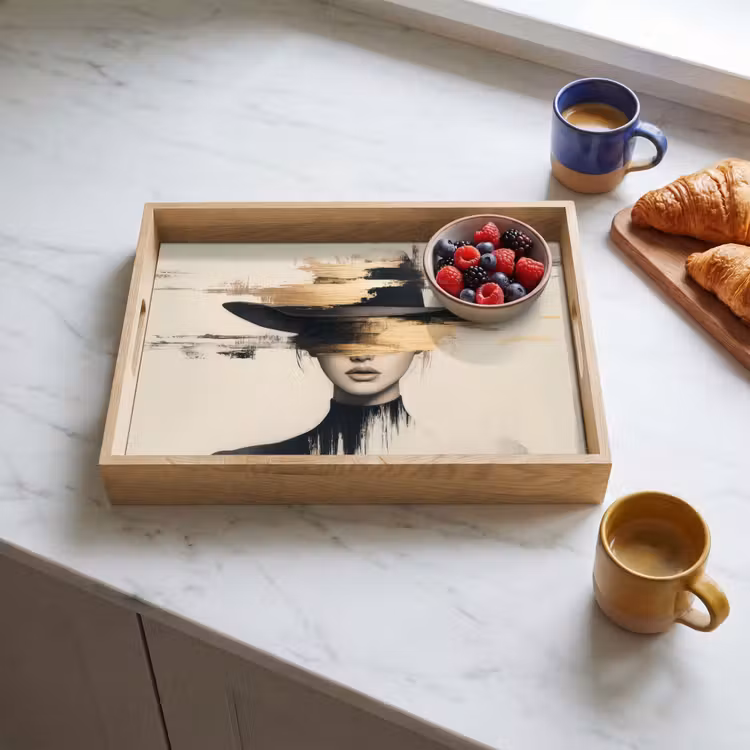 Dienblad - Vrouw - Hoed - Verf — 3