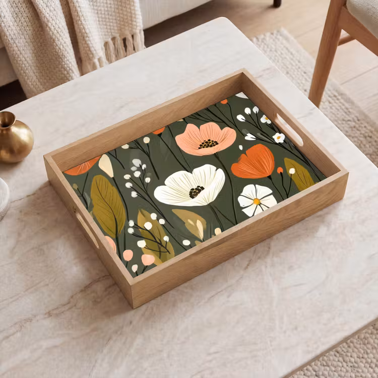 Dienblad - Bloemen - Illustratie - Groen — 2