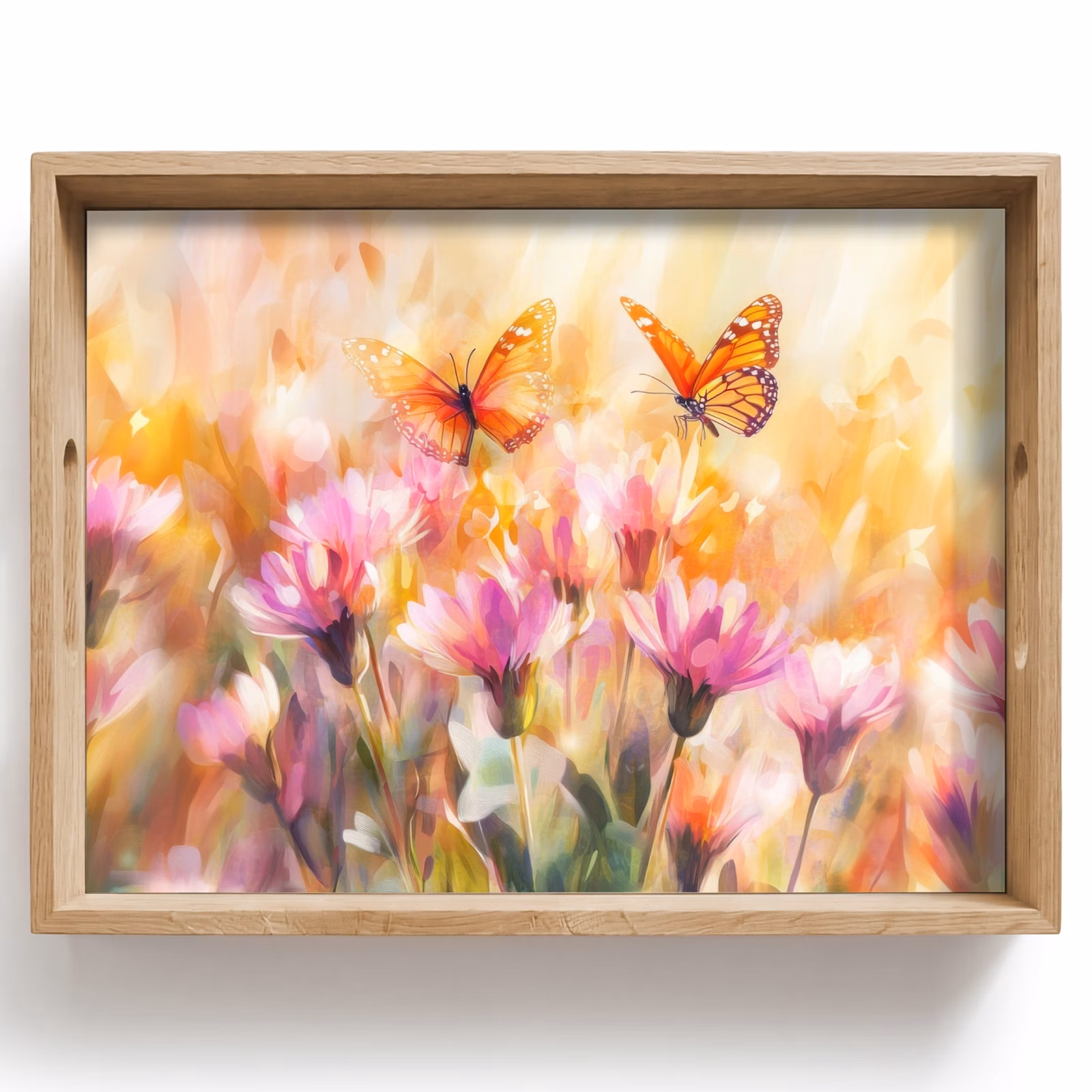 Dienblad - Vlinders - Oranje - Bloemen — 1