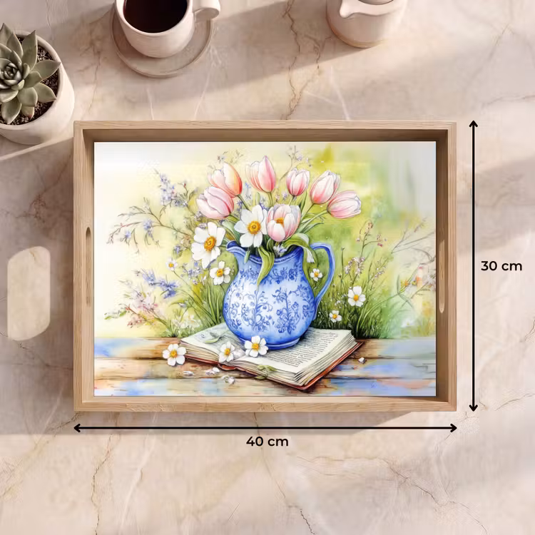 Dienblad - Vaas - Delftsblauw - Madeliefjes — 7