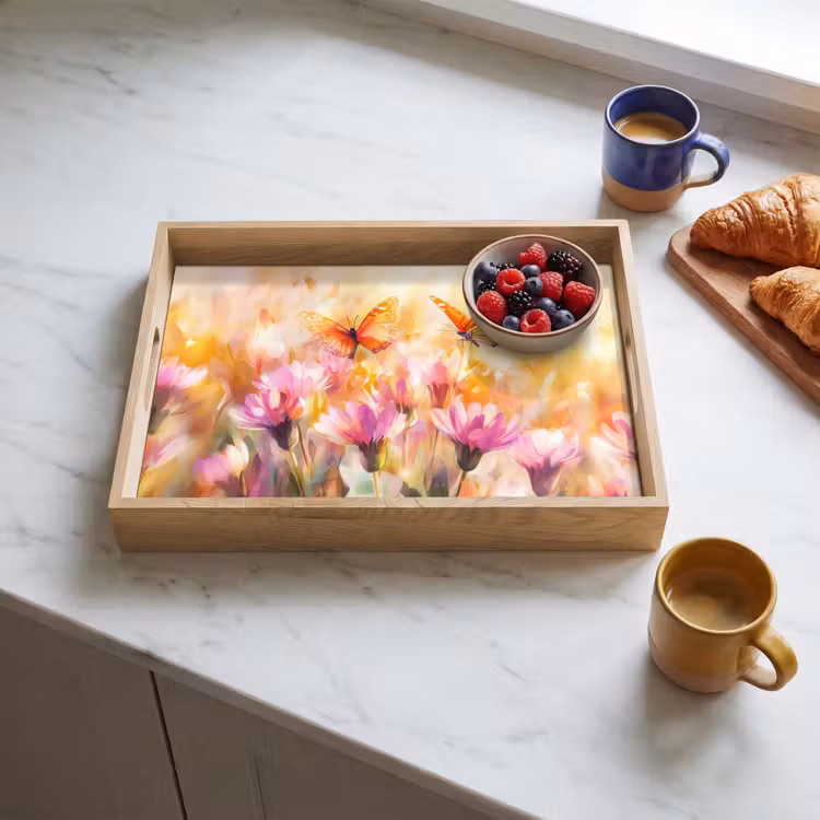 Dienblad - Vlinders - Oranje - Bloemen — 3